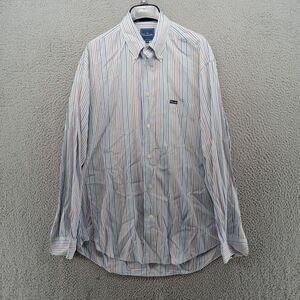 Facconable Shirt Mens Medium Blue Multi-Stripe Button Down Corporate Made in USA